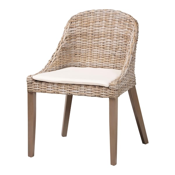 Bali & Pari Lara Bohemian Grey Kubu Rattan and Mahogany Wood Dining Chair 245-13719-ZORO - main